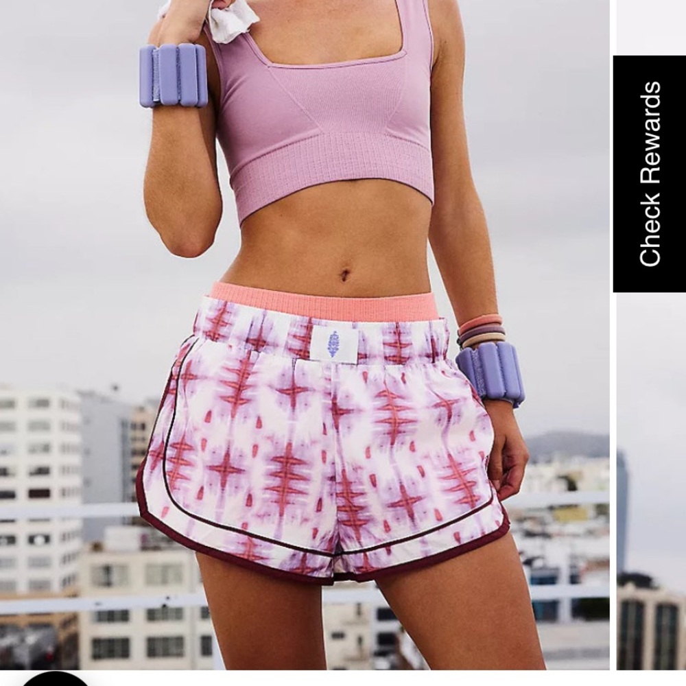Free People Movement Varsity Blues Printed Active Shorts